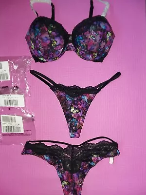 Victoria's Secret Very Sexy Shine Strap Push Up 36D +Thong +Brazilian M Moody • $75