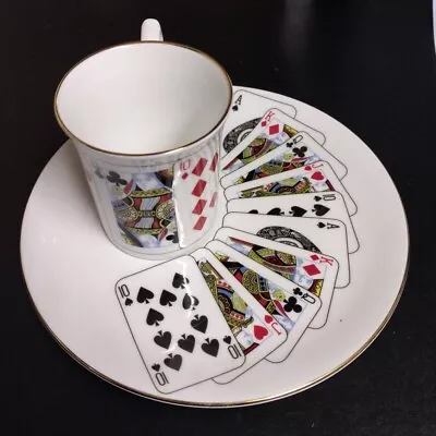 Queens Fine Bone China Mug And Cookies Plate Poker Playing Cards • £19.99