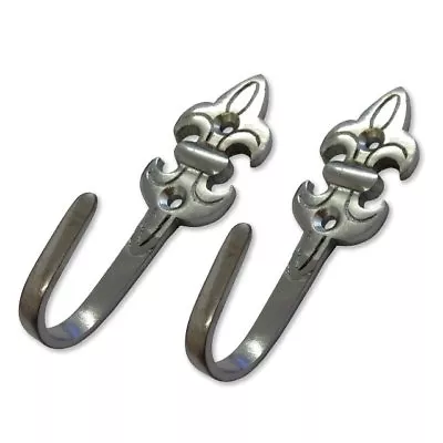 £4.49 • Buy Chrome Fleur De Lys Curtain Tie Back Hold Back Hooks X 2