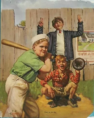 J. F. Kernan Boys Playing Baseball Sample Calendar Print 1940s • $14.99