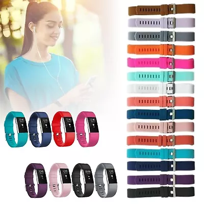 Silicone Watch Wrist Sports Strap For Fitbit Charge 2 Band Wristband Replacement • $8.49