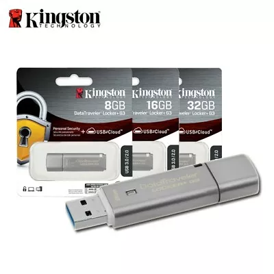 Kingston Data Traveler Locker + G3 32GB  16GB 8GB USB 3.0 Encrypted Secure Drive • £19.99