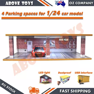 4 Parking Scene Garage With LED Light For 1:24 Scale Car Models Red Brick • $51.36