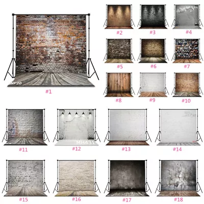 Wood Floor Brick Wall Vinyl Backdrop Photography Studio Props Custom Background • $4.99