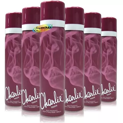 6x Charlie TOUCH Body Spray Fragrance 75ml - Wild Rose + Vanilla • £12.21