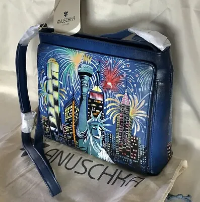 ANUSCHKA NWT🗽CrossBody RFID Travel Organizer-Lady Liberty 7437-LDL • $179.97