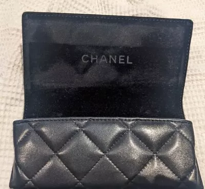 Chanel Eyeglasses/Sunglasses Black Folding Quilted Leather Case  • $58.15