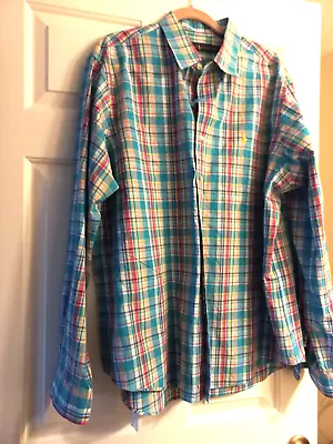 Ralph Lauren Men's Dress Shirt XXL Turquoise Plaid • $23.17