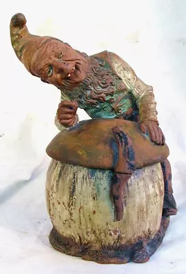 ANTIQUE TOBACCO JAR HUMIDOR *GNOME* JOHANN MARESCH TERRA COTTA C.1890 • $1099.99