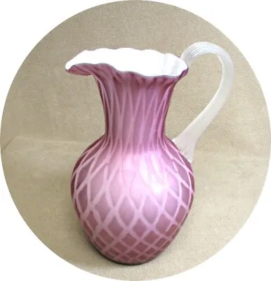 Pitcher - Mount Washington/ Fenton Pink Satin Glass Diamond Pattern • $55