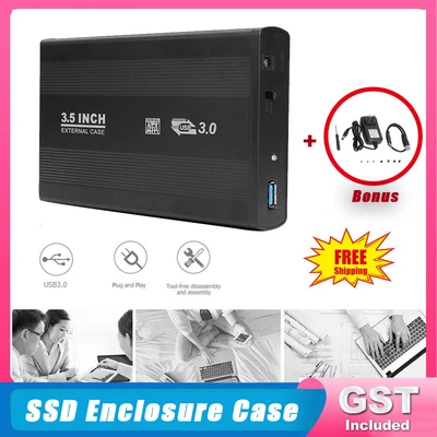 $27.50 • Buy AU USB 3.0 To 3.5 SATA Hard Drive Disk External Enclosure SSD HDD Hard Case Box