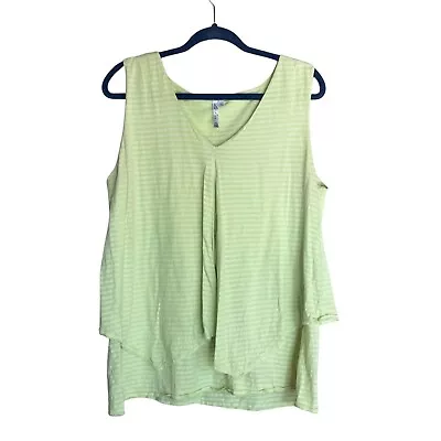 Lulu B Women’s Layered Split Front Striped Neon Sleeveless Tencel Cotton Tank XL • $24.99