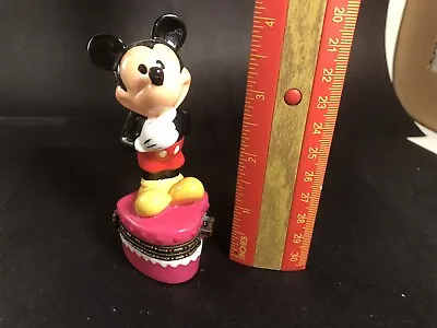 $18 • Buy Disney Mickey Mouse February Trinket Hinged Porcelain Box NEW W/ Box