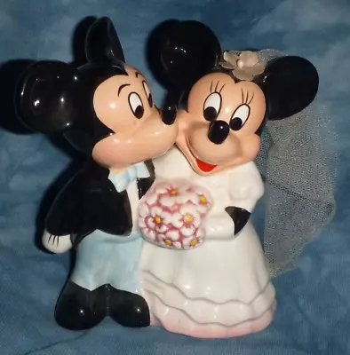 Disney Mickey And Minnie Mouse Wedding Cake Topper Ceramic Figurine Couple Love • $24.99