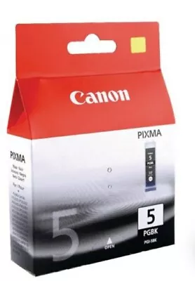 Canon PGI-5BK Black Ink Cartridge 26ml 5PGBK Genuine - Retail Sealed As Pictured • £11.88