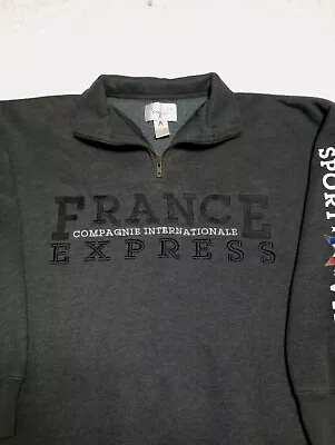 EXPRESS ATHLETIQUE France Gray Vintage 90s Embroidered Boxy Sweatshirt Size L • $27