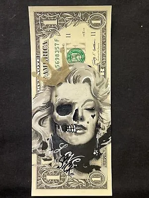 Skull Marilyn Monroe 1 Dollar Bill Original Painting Graffiti Art Street Art • $86
