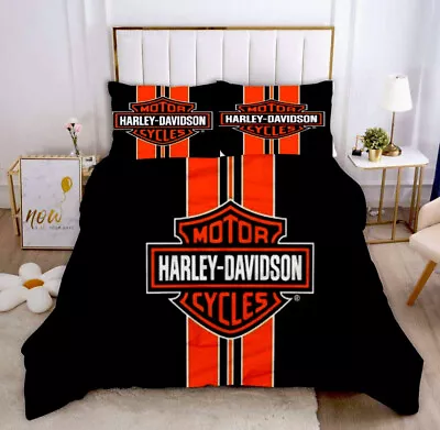 $86.57 • Buy Harley Davidson 3D Queen Quilt Cover Duvet Cover Set