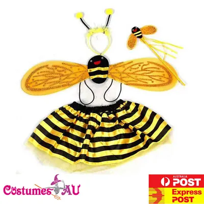 £10.33 • Buy Bumble Bee Honey Costume Toddler Girls Halloween Fancy Dress 4Pcs Wing Headpiece