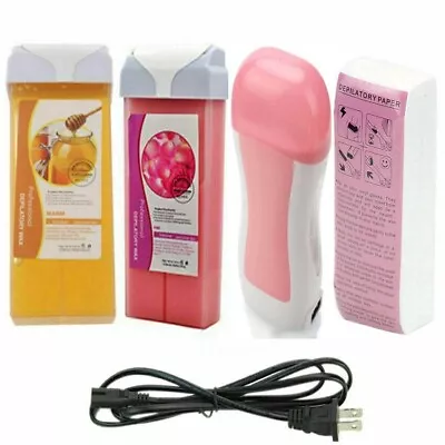 Roll On Depilatory Wax Hot Wax Warmer Heater Cartridge Hair Removal Waxing Kit • $22.99