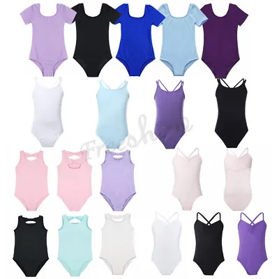 Kids Girls Gymnastic Ballet Leotard Jumpsuit Tops Athletic Dancewear Unitards • $10.93