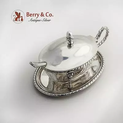 Continental Serving Dish Hinged Lid Under Tray 800 Silver Gadrooned Rim 1910s • $352.75