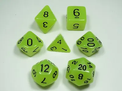 NEW RPG Dice Set Of 7 - Frost Neon Yellow D4 D6 D8 D10 D12 D20 D00-90 • $8.79