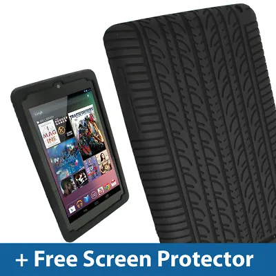 Black Silicone Tyre Skin For Google Nexus 7 Android Tablet 8GB 16GB Case Cover • £6.99