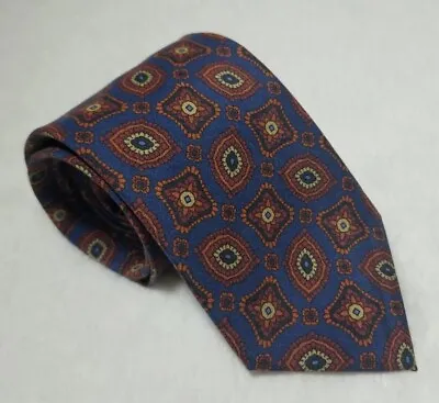Blue Geometric Ancient Madder Silk Tie (Handmade In Italy) • $100