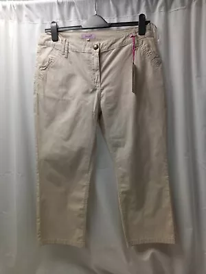 ❤️ Marks And Spencer Beige Cropped Chino Style Trousers Size 14 BNWT • £5.99