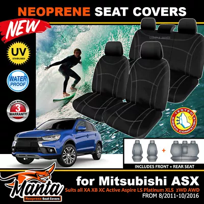 $289 • Buy Manta Black Neoprene Seat Covers Mitsubishi ASX XA XB XC LS 2ROWs 11/2016-2021