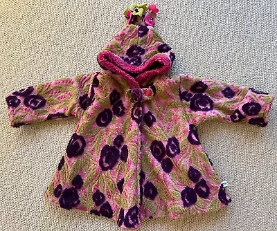 GUC Corky & Company Girls Unique Full Zip Swing Coat Hood Sz 5 Pink Purple Green • $19.99