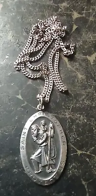 Vintage Sterling SAINT CHRISTOPHER Medal Large ELCO Catholic Pendant 8 Grams • $25