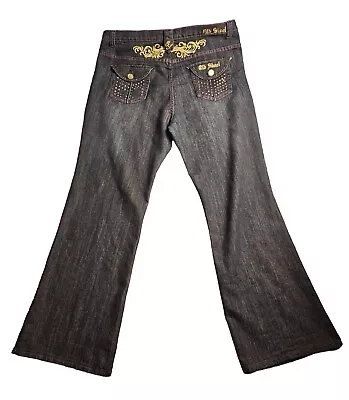 Old Skool Jeans Womens Size 20-39x33 Blue Denim Gold Embroidered Design Pockets • $15.29