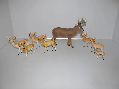 8 Vintage Plastic Christmas Reindeer Bucks Doe Figurines Hong Kong Ornaments • $8
