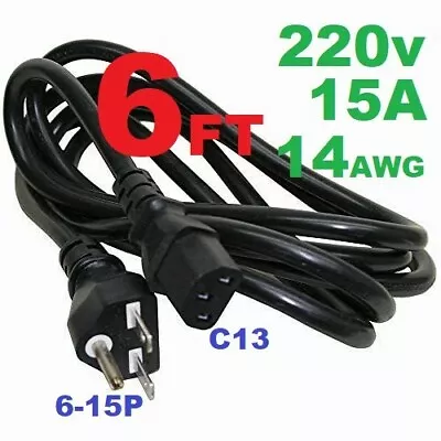 HEAVY DUTY Power Cord 6ft 6-15P 15A 14AWG 220v-250v. Works For All Power Supply • $14.99