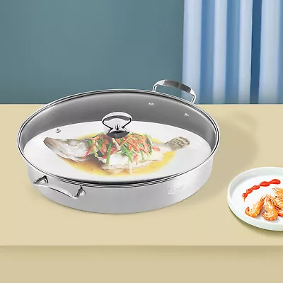 Stainless Steel Oval Roaster Multifunctional Fish Steamer Roasting Pan With Lid • $40.85