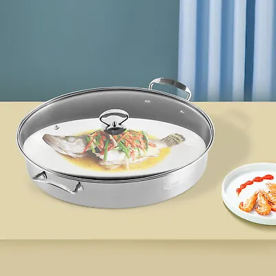 Steamer Pot 33 CM Cooker Pan Set Fish Soup Cookware Steam Lid Kitchen Cooking US • $40.85