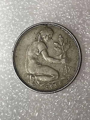Germany 1950 Federal Republic 50 Pfennig Used Coin • £6