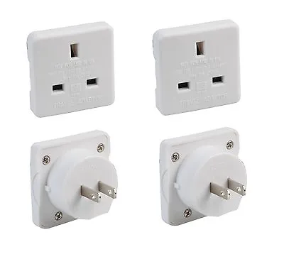 UK To USA US America Canada Tourist Travel Plug Power Mains Adaptor - White X2 • £6.99