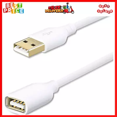 $16.39 • Buy 10ft/3m USB 2.0 Extension Cable A Male To A Female Charging Syncing USB-White AU