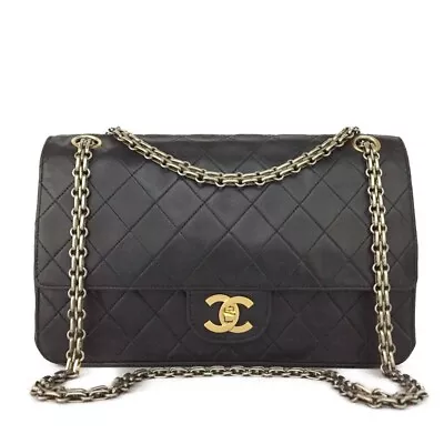 Vintage CHANEL Double Flap 25 Quilted CC Logo Lambskin Chain Shoulder Bag/4X1047 • $593
