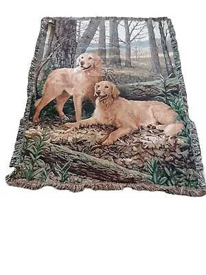 Manual Woodworkers And Weavers Fringed Tapestry Throw Golden Retriever  53x72  • $49
