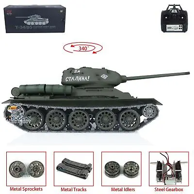 US Stock Henglong 1/16 7.0 Upgraded Soviet T34-85 Metal Tracks RTR RC Tank 3909 • $178.42