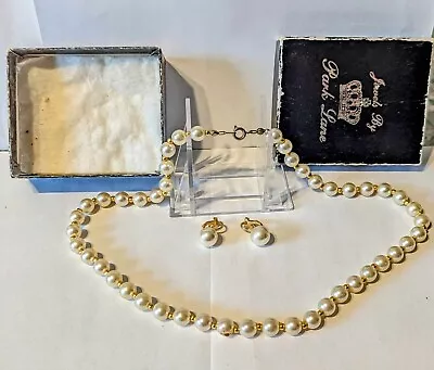 Vintage Jewels By Park Lane Faux Pearl Necklace 18  And Earrings In Original Box • $11.29
