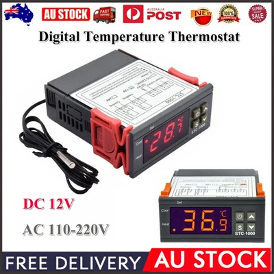 Digital Temperature Thermostat STC-1000 Controller Heating Cooling LCD 12V-220V • $11.87