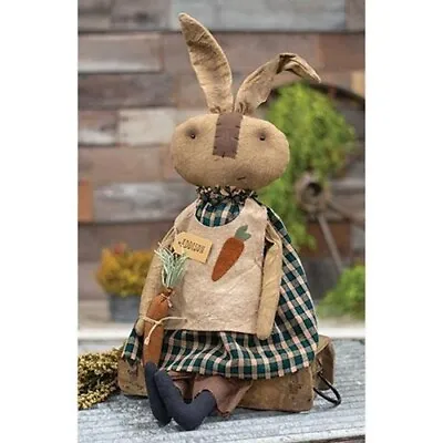 New Primitive Country Rustic Easter AGED BUNNY DOLL WITH CARROT Girl Rabbit 32  • $34.99