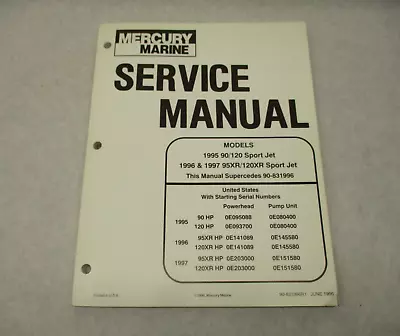 90-831996R1 Mercury Marine Service Repair Manual Sport Jet 90 95 120 1995-97 • $58.75