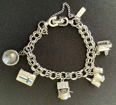 Vintage Monet Silver Charm Bracelet 7  L • $19.99