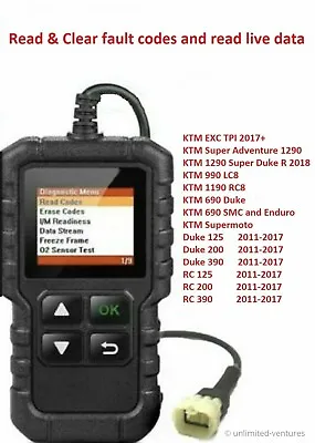 Fault Code Scanner Diagnostic OBD2 Tool For KTM DUKE - 690 990 1190 1290 125-390 • $59.99